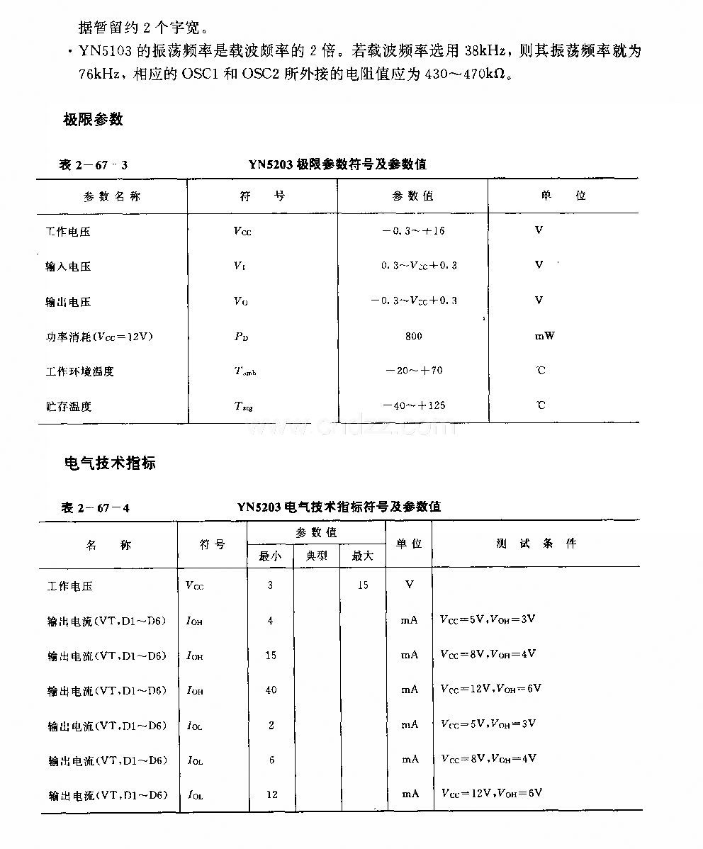 YN 5203 (防盜系統(tǒng))無線電或紅外線遙控譯碼電路