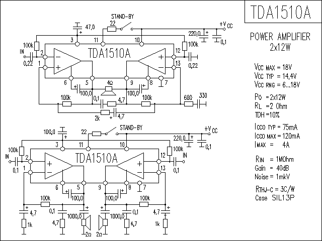 TDA1510A功放電路