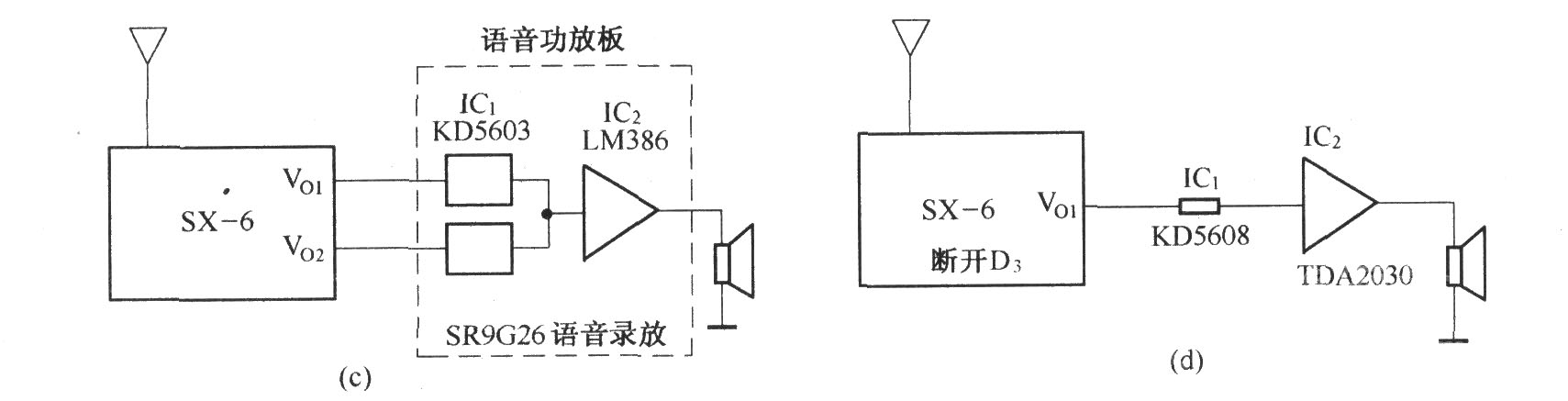 SX-6型人體感應(yīng)開關(guān)應(yīng)用電路