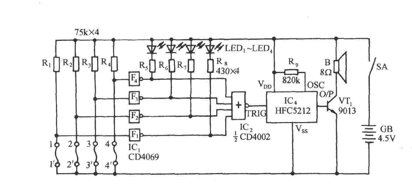 圍欄斷線語言報(bào)叫電路