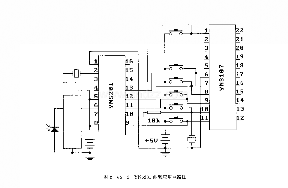 YN5201 (电风扇)红外线遥控译码电路