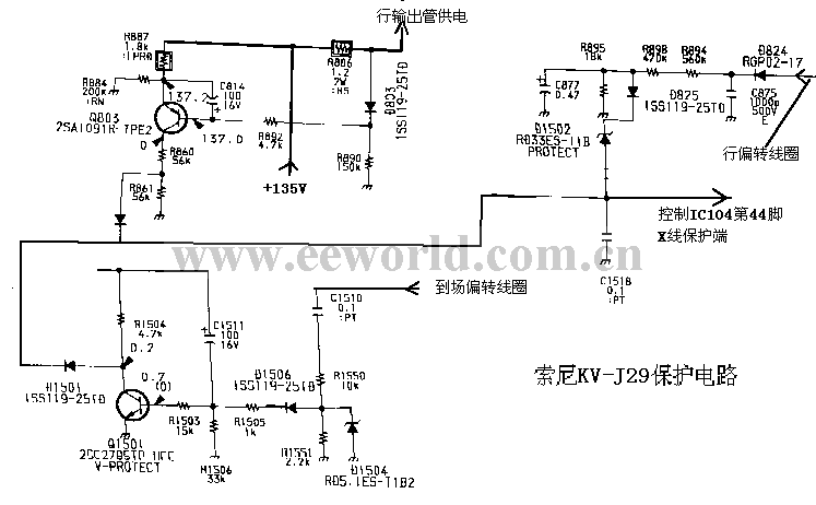 索尼KV-J29彩電保護電路