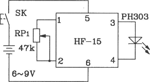 HF-15/HJ-15高靈敏度、遠(yuǎn)距離紅外遙控發(fā)射、接收組件應(yīng)用電路圖