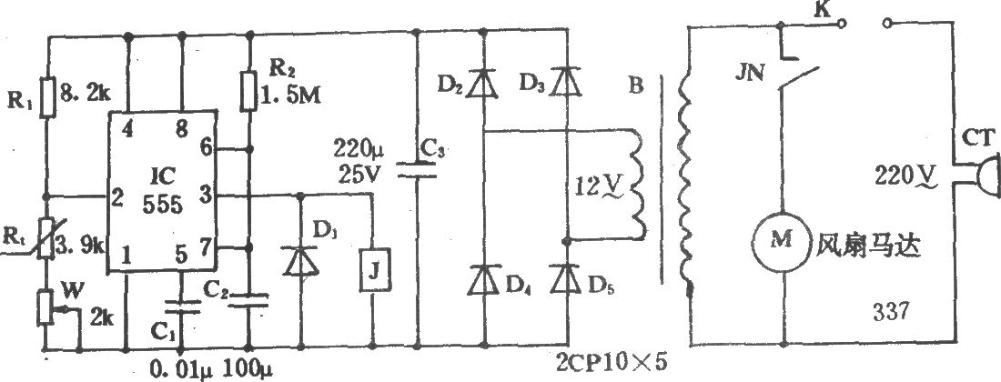 電風(fēng)扇溫控調(diào)速電路(三)