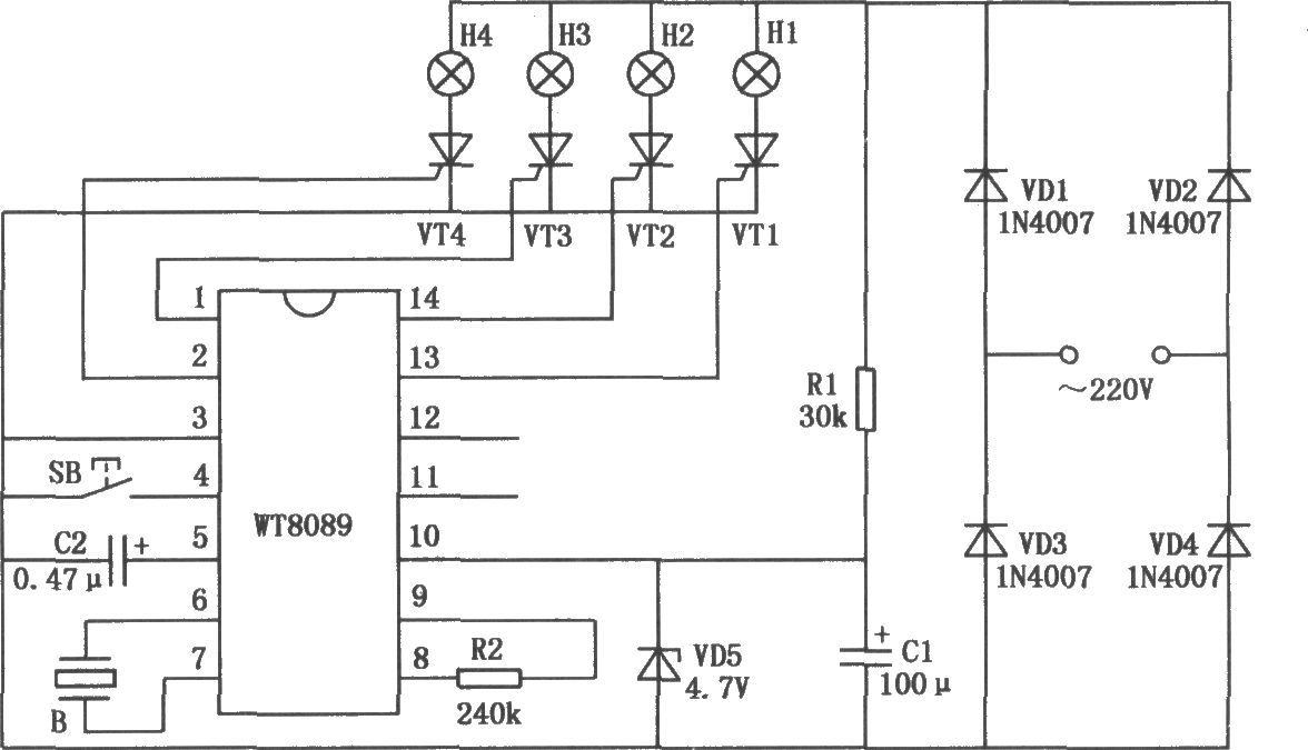 花樣彩燈控制電路(WT8089)