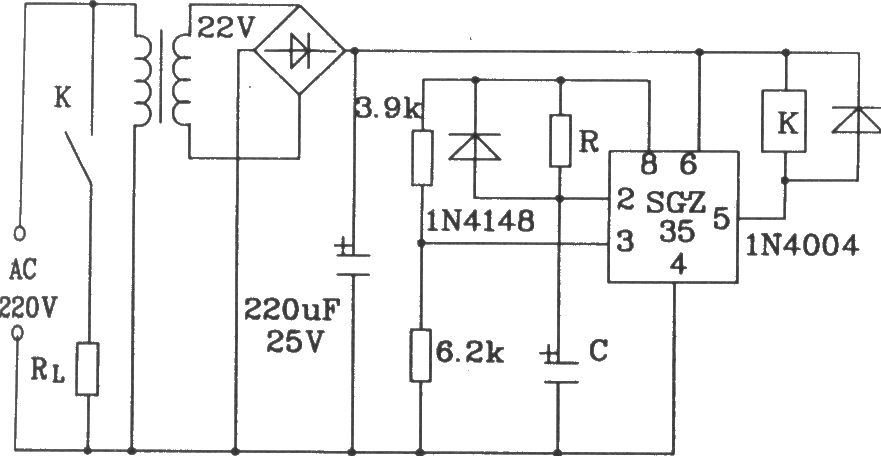 由SGZ35時(shí)間控制集成電路構(gòu)成延時(shí)電路