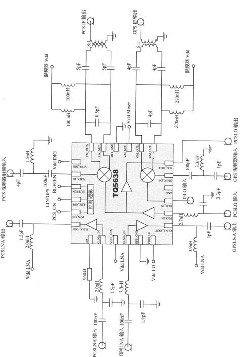 基于  TQ5638的GPS接收機(jī)下變頻器電路
