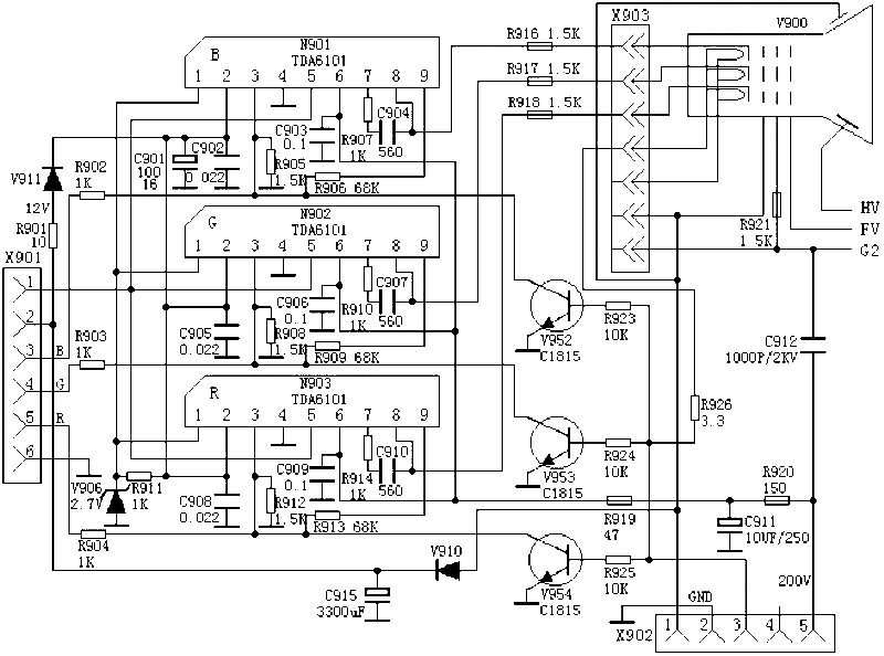 视放电路：TDA6101