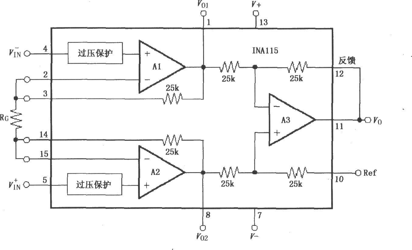 INA115的基本连接电路