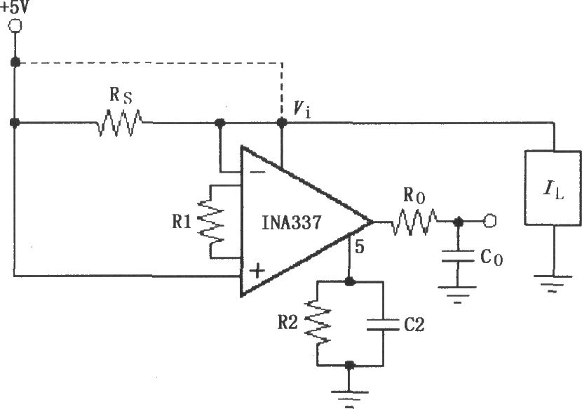 由INA337構(gòu)成的負載電流的高端分流測量電路