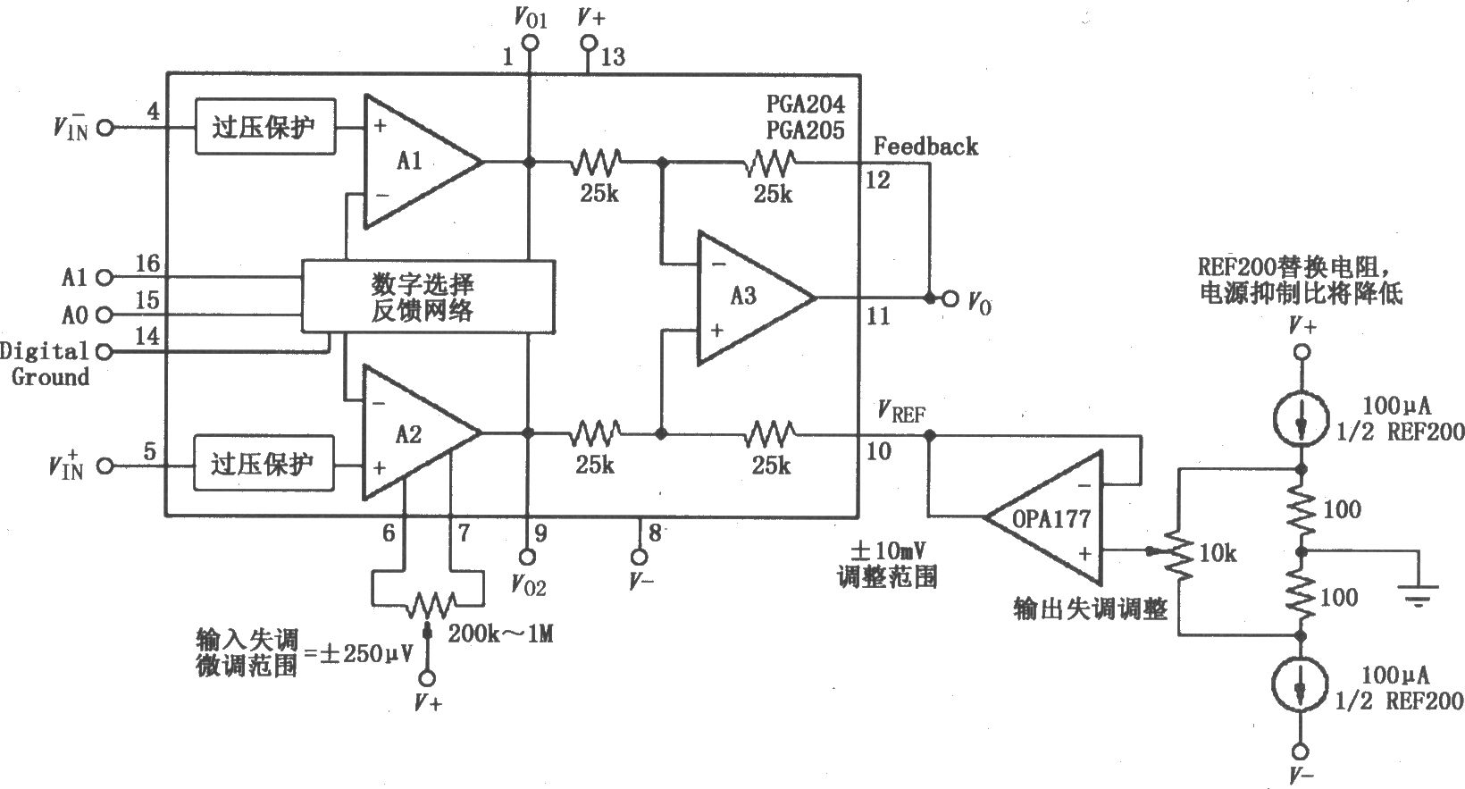 PGA204／205的失调电压校正电路