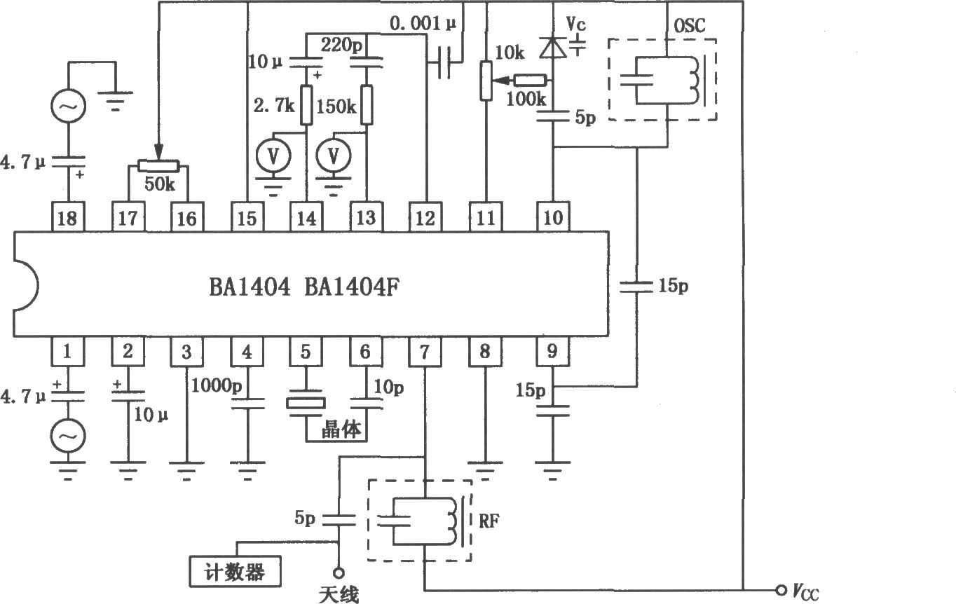 BA1404/1404F FM立體聲發(fā)射機電路