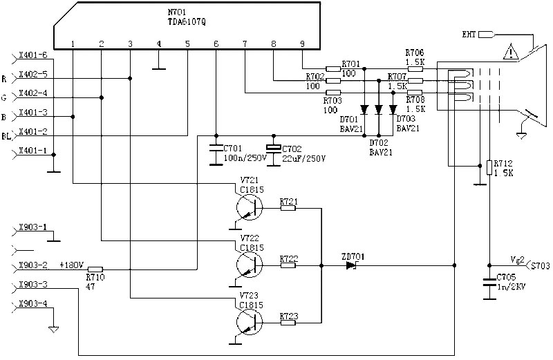 视放电路：TDA6108