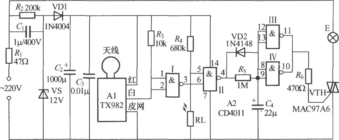 微波雷達(dá)探測(cè)自動(dòng)燈電路(5)(TX982)