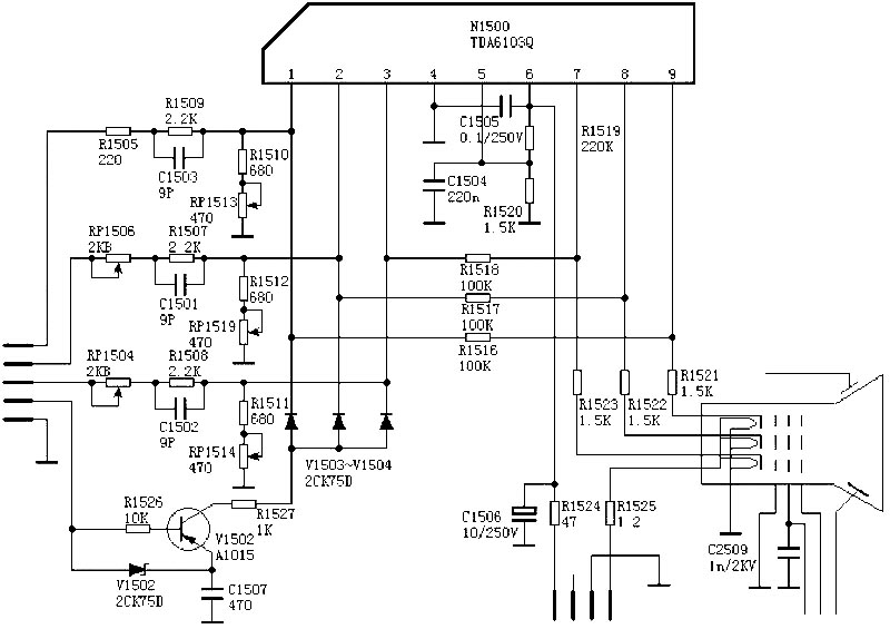 视放电路：TDA6103