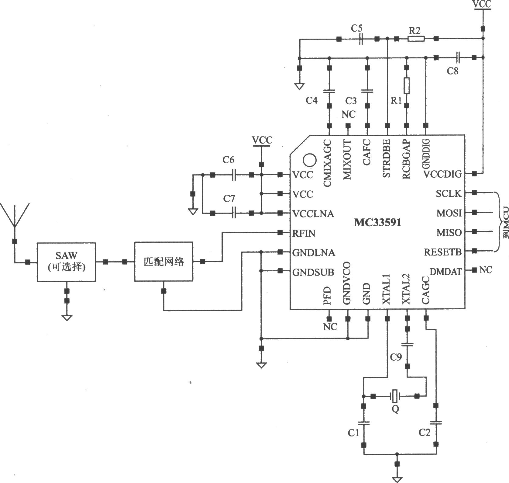 MC33591/MC3359400K/FSK 434～315kHz接收器