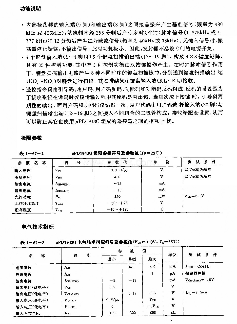 UDl943G (电视机根像机)红外线遥控发射电路