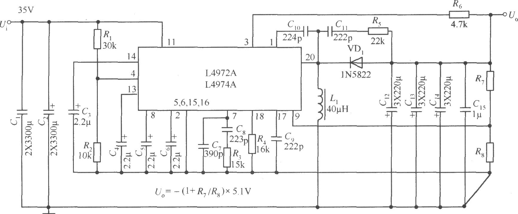 由LTC1628-SYNC构成的输出为5V、5A，3.3V、5A双路直流稳压电源电