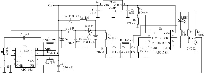 鎳氫/鎳鎘電池快速充電控制器AIC1783充電電路