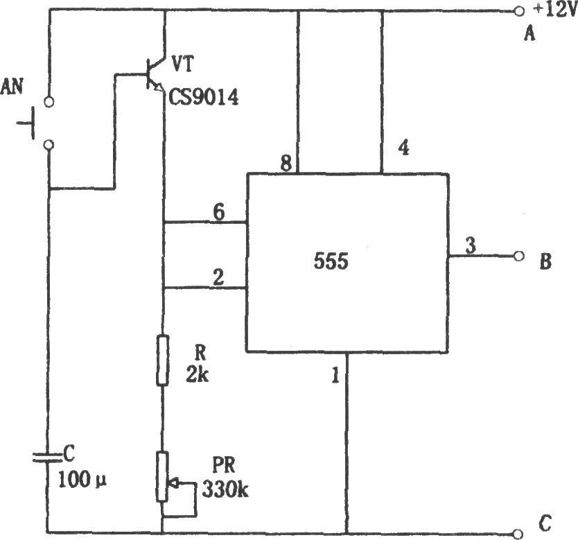 555構(gòu)成簡(jiǎn)單的長(zhǎng)時(shí)間定時(shí)電路