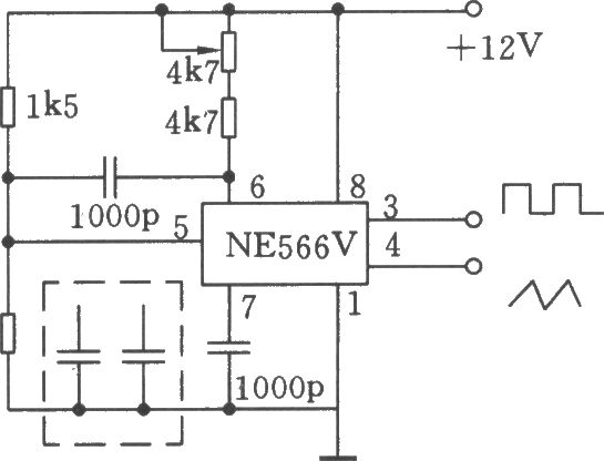 用NE566V构成的20kHz的波形发生器