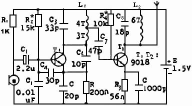 無線話筒電路（兩管）