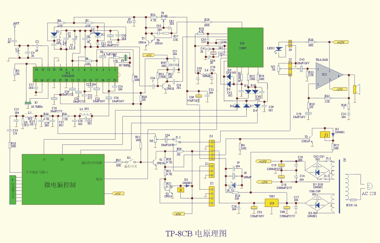 TP－8CB型10W調(diào)頻音箱電路圖