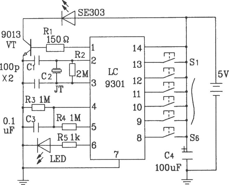 LC9301/9305紅外遙控發(fā)射、接收集成應(yīng)用電路圖