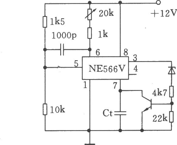 用NE566V產(chǎn)生鋸齒波電路