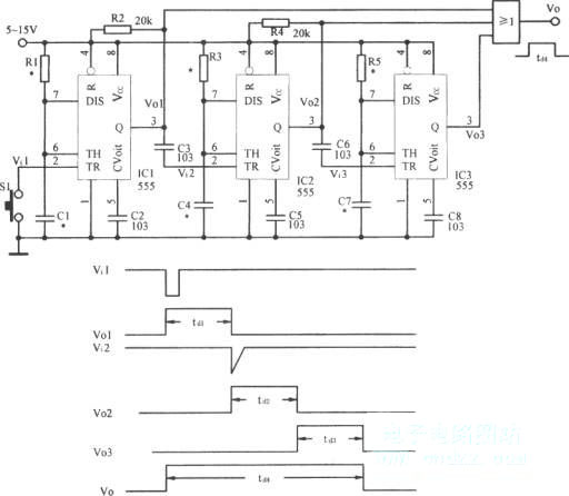 用時基555組成的長周期脈沖振蕩電路