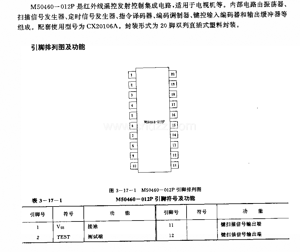 M50460—012P (電視機(jī))紅外線遙控發(fā)射控制電路