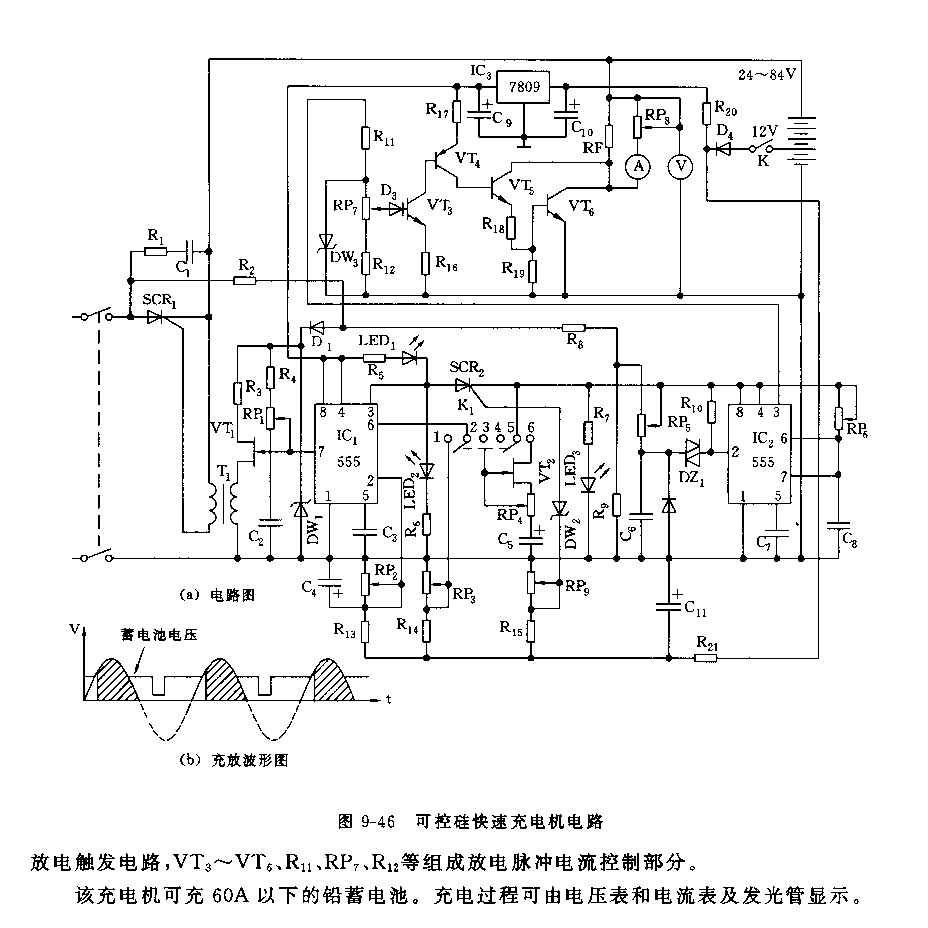 555可控硅快速充電機(jī)電路