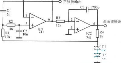 兩路輸出的2kHz音頻振蕩電路