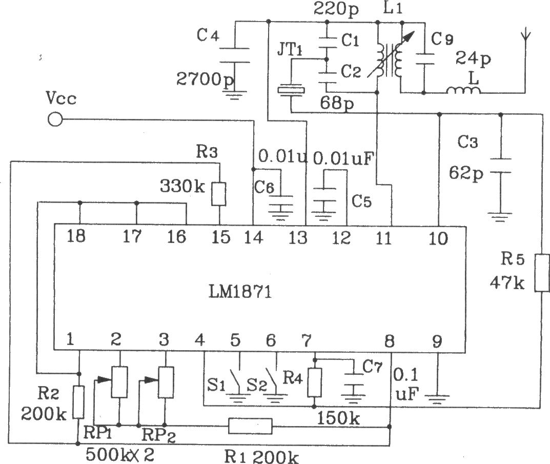 由LM1871/1872構(gòu)成典型遙控發(fā)射,、接收電路圖