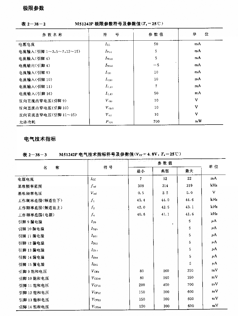 M51242P (电视机和音响设备)3功能红外线遥控接收电路