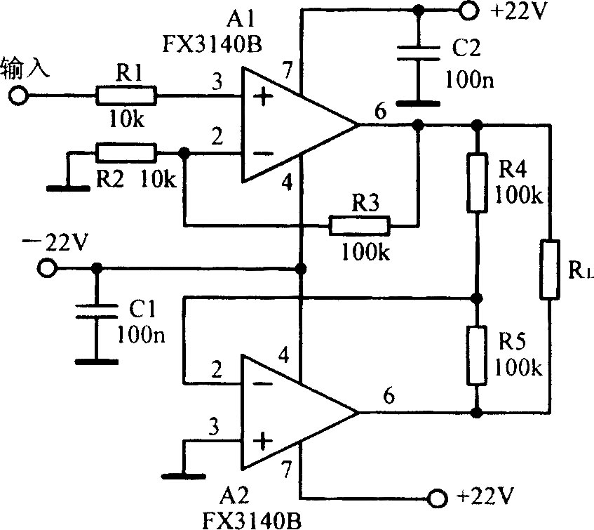 輸出80Vp-p懸浮負(fù)載放大電路