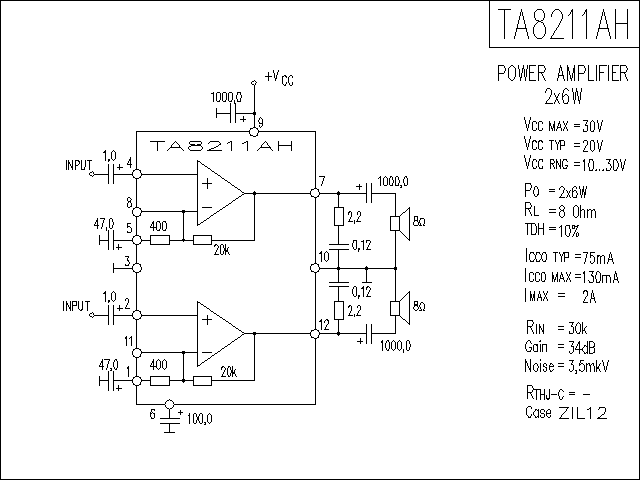 TA8211AH功放電路