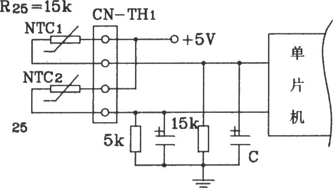 松下分體空調(diào)單片機(jī)控溫度檢測回路聯(lián)接電路圖