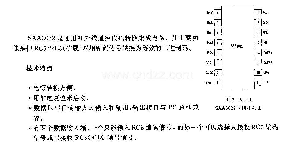 SAA3028 (通用)红外线遥控代码转换电路