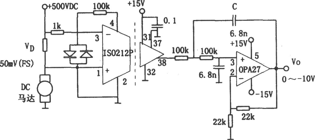 高壓隔離電流檢測電路(ISO212、OPA27)