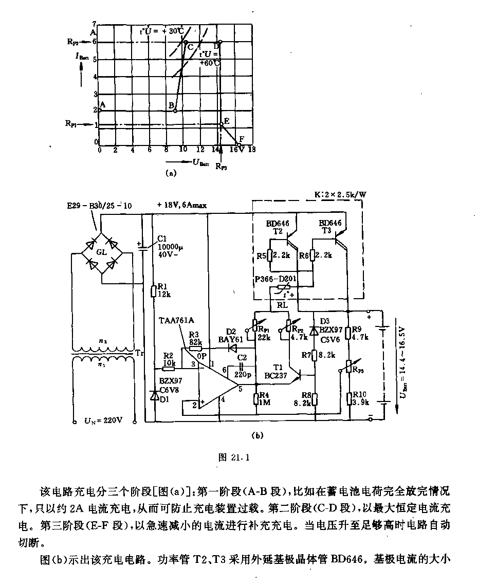 具有优良充电曲线和自动断路的12v／6A充电电路