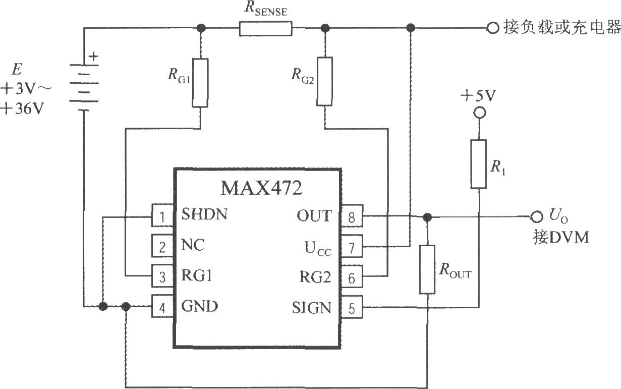 集成电流传感器MAX472的典型应用电路