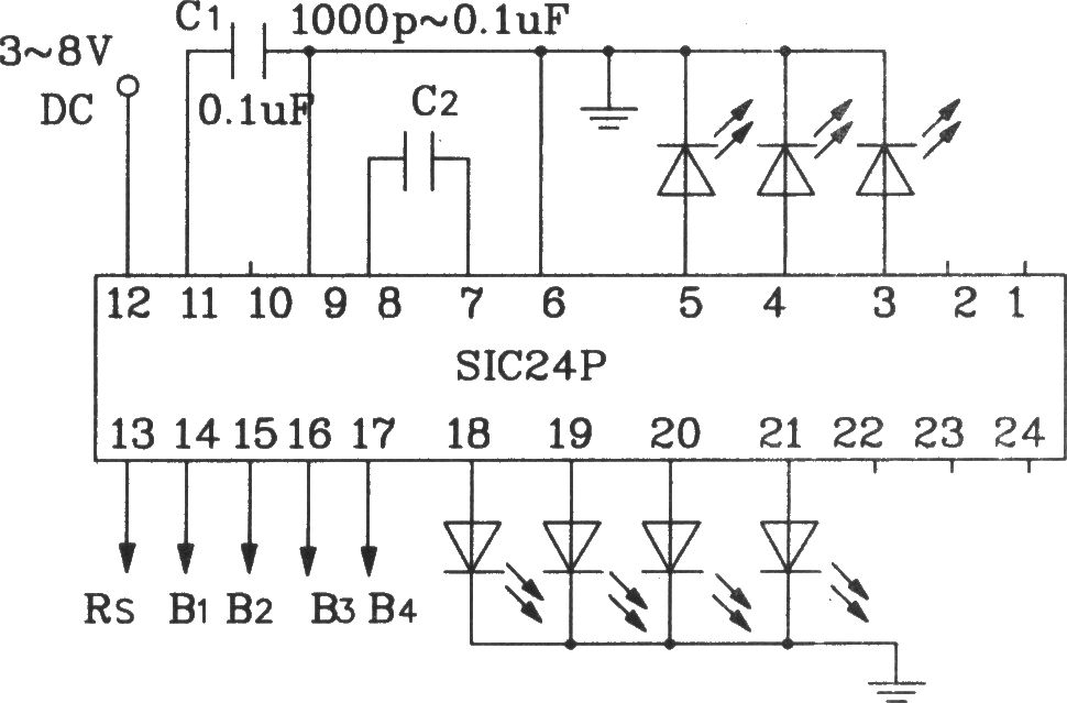 SIC24P用于驱动直流LED应用电路