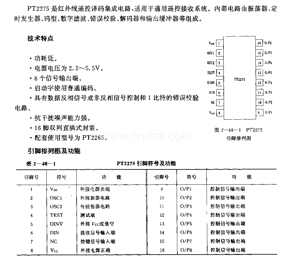 FT2275 (通用)红外线遥控译码电路