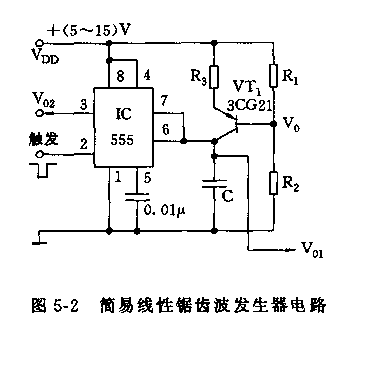 555簡易線性鋸齒波發(fā)生器電路