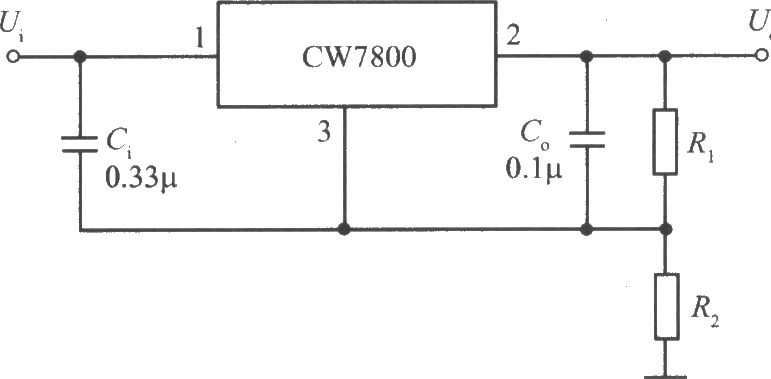 CW7800構成的集成穩(wěn)壓器的升壓電路之一