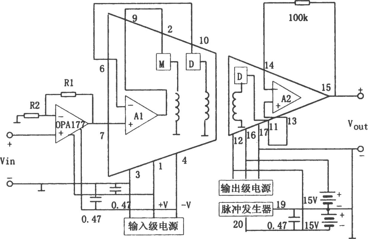 隔离放大器3656构成的低电平信号隔离放大器