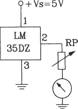 由LM35DZ攝氏溫度傳感受器構(gòu)成攝氏溫度表電路