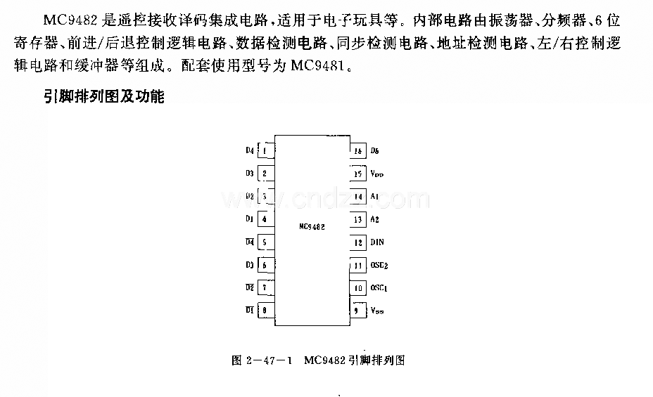 MC9482 (電子玩具)遙控接收譯碼電路