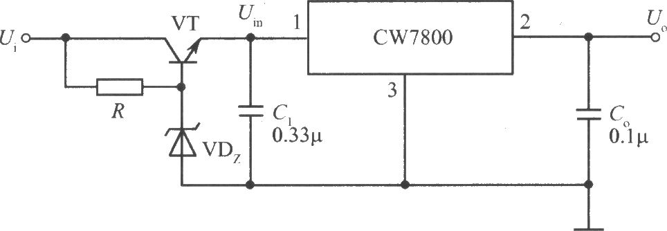 CW7800構成高輸入電壓的集成穩(wěn)壓電源電路之二